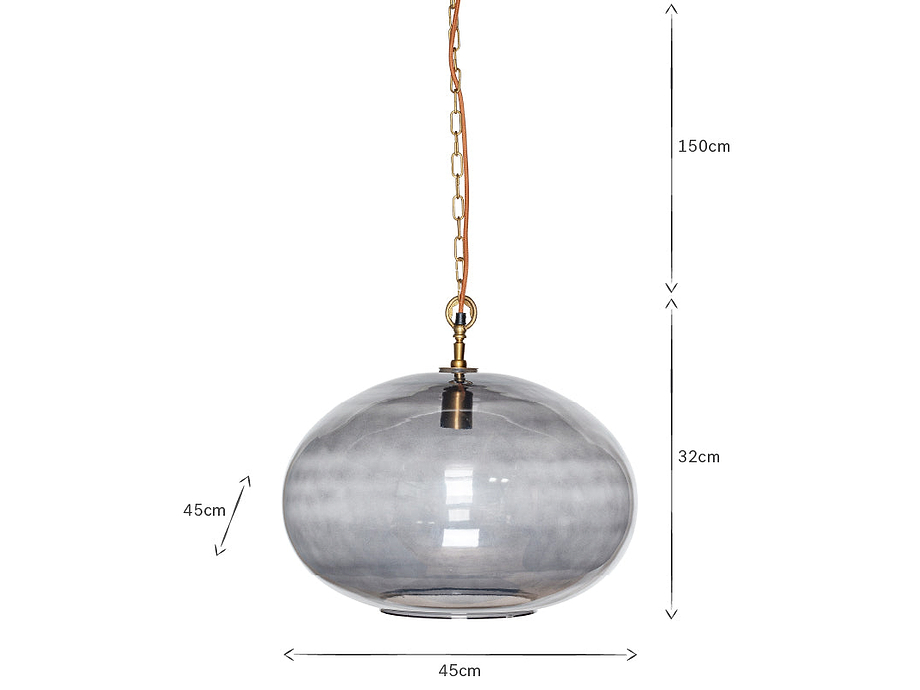 Otoro Recycled Glass Pendant - Smoke - Large Round