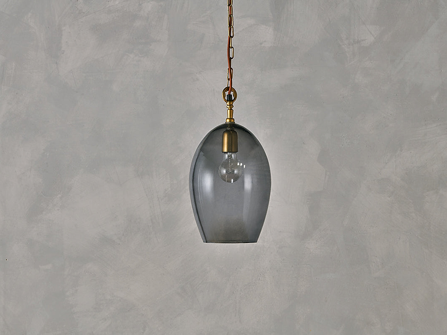 Otoro Recycled Glass Pendant - Smoke - Small Oval