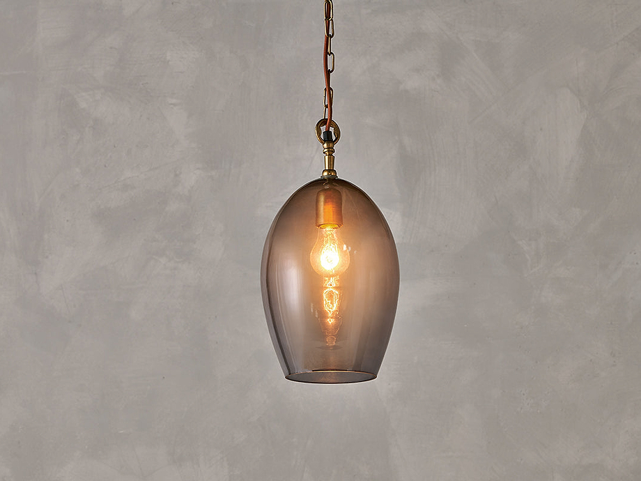 Otoro Recycled Glass Pendant - Smoke - Small Oval