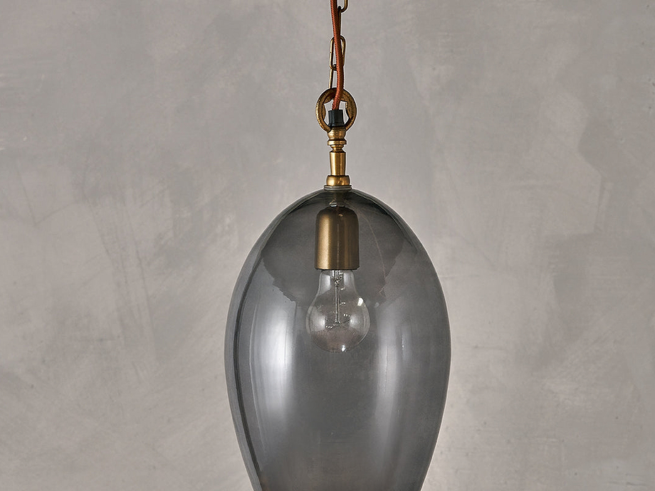 Otoro Recycled Glass Pendant - Smoke - Small Oval