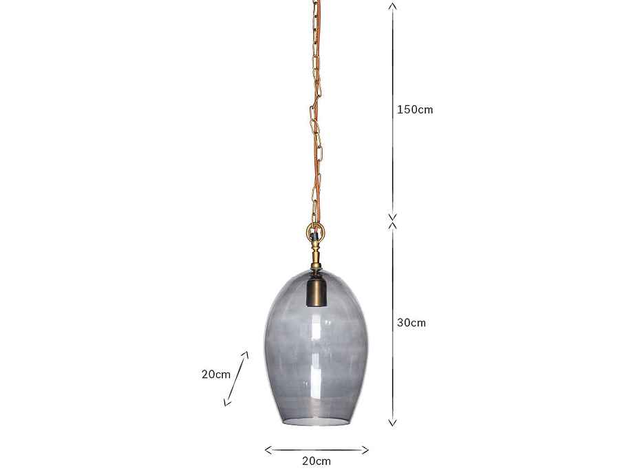 Otoro Recycled Glass Pendant - Smoke - Small Oval