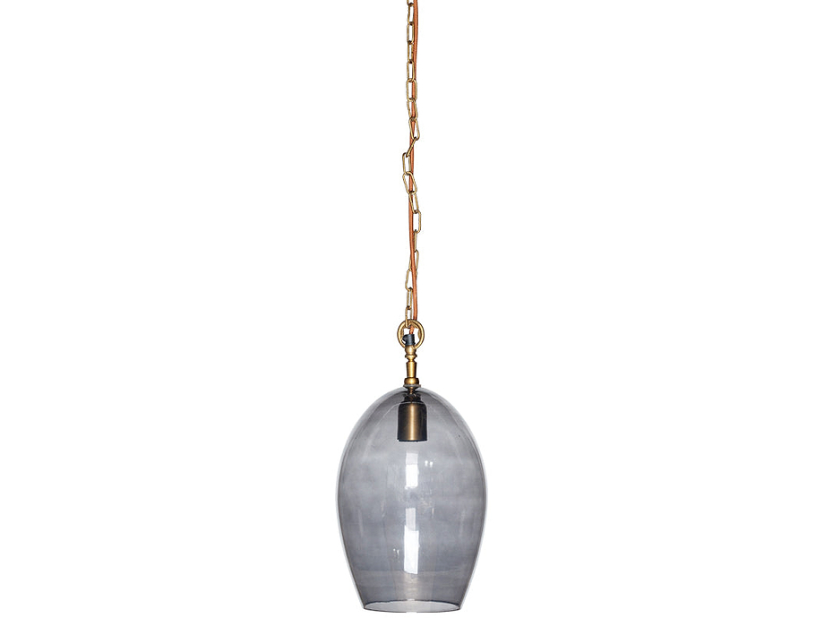 Otoro Recycled Glass Pendant - Smoke - Small Oval