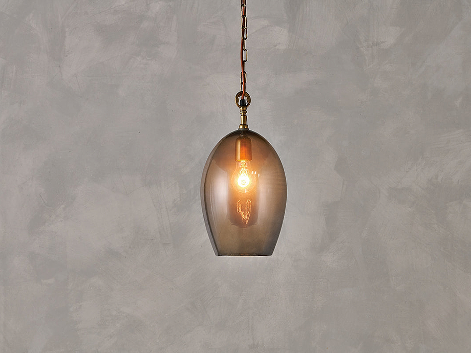 Otoro Recycled Glass Pendant - Smoke - Small Oval