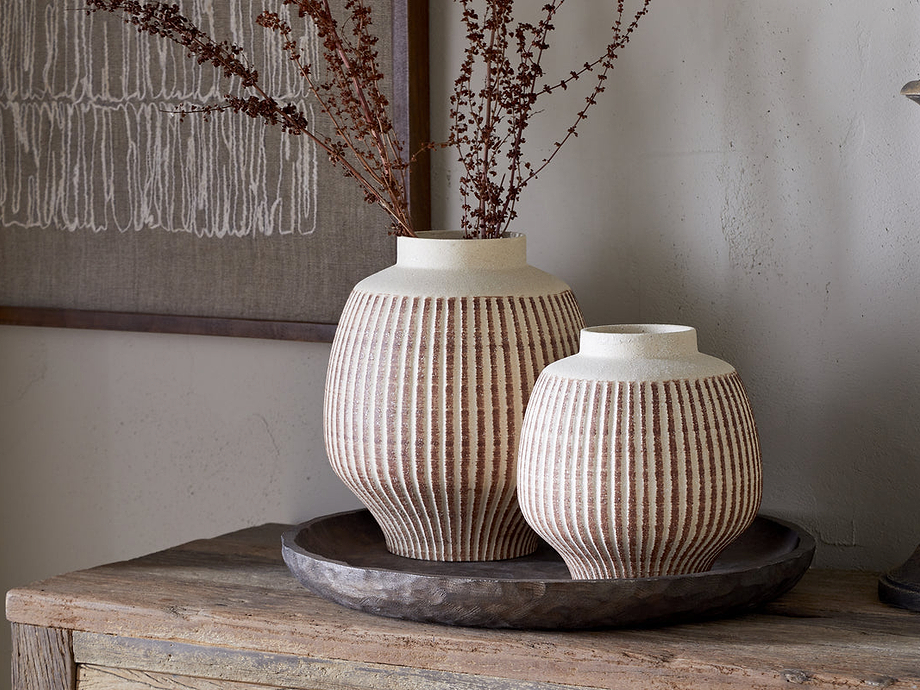 Perola Reactive Glaze Decorative Vase - Natural & Rust