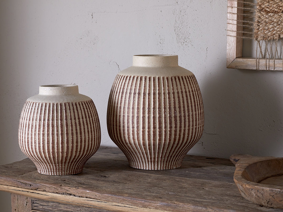 Perola Reactive Glaze Decorative Vase - Natural & Rust