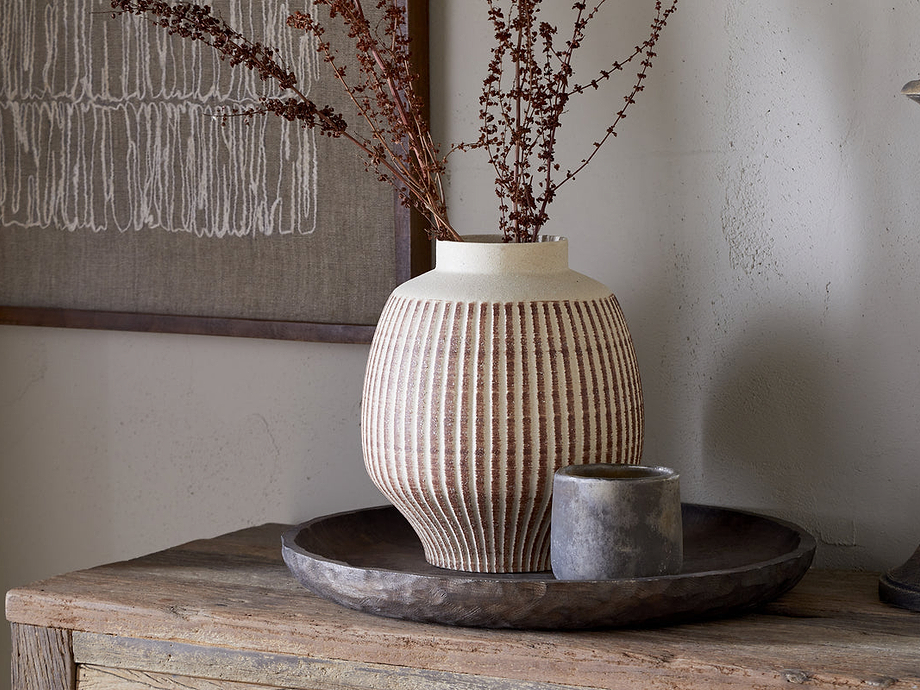 Perola Reactive Glaze Decorative Vase - Natural & Rust