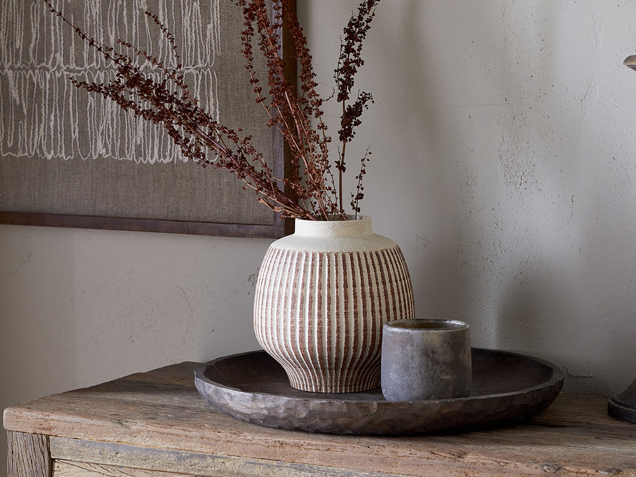 Perola Reactive Glaze Decorative Vase - Natural & Rust