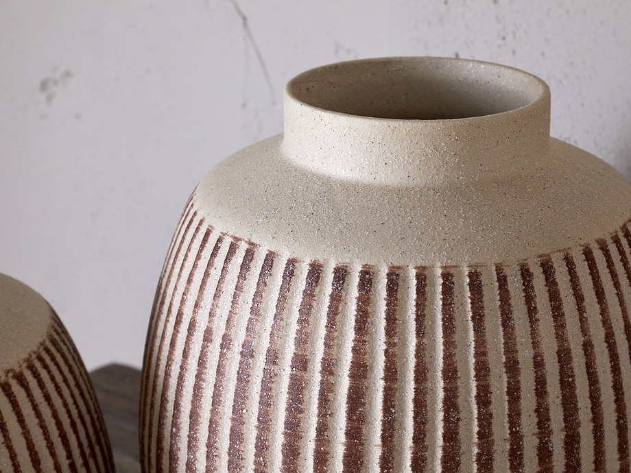 Perola Reactive Glaze Decorative Vase - Natural & Rust