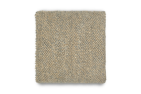 The nkuku Paduna Jute & Cotton Cushion Cover in Soft Blue & Brown features a chunky, tactile weave of jute and cotton fibers. Its interlaced texture is captured from above against a plain white background.