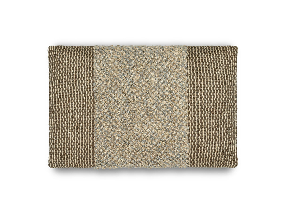 Paduna Jute & Cotton Cushion Cover - Soft Blue & Brown