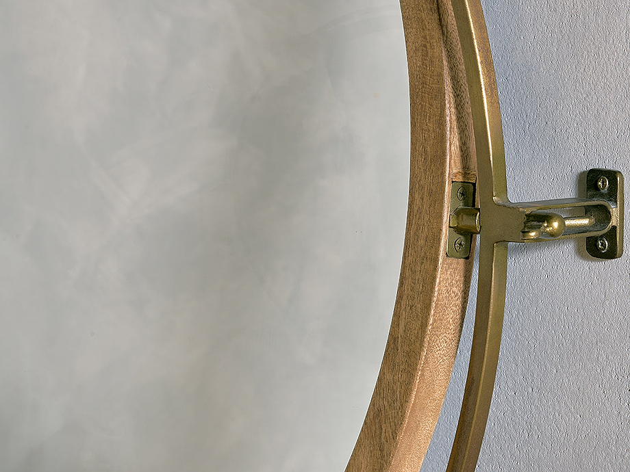 Parutti Mango Wood & Iron Round Swivel Mirror - Natural