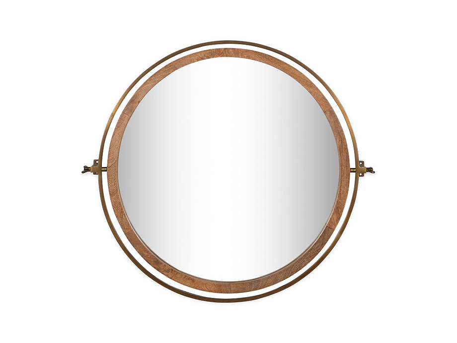 Parutti Mango Wood & Iron Round Swivel Mirror - Natural
