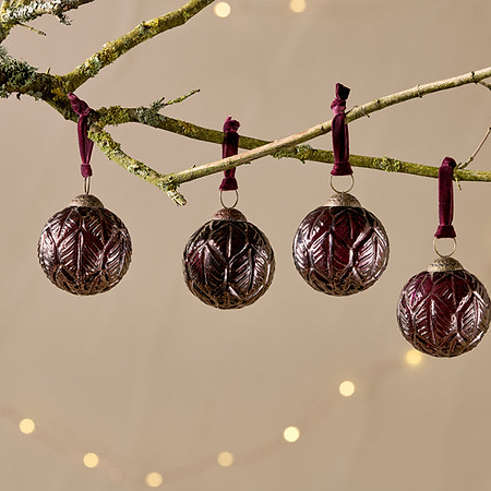 Patta Baubles - Burgundy - (Set of 4)-nkuku