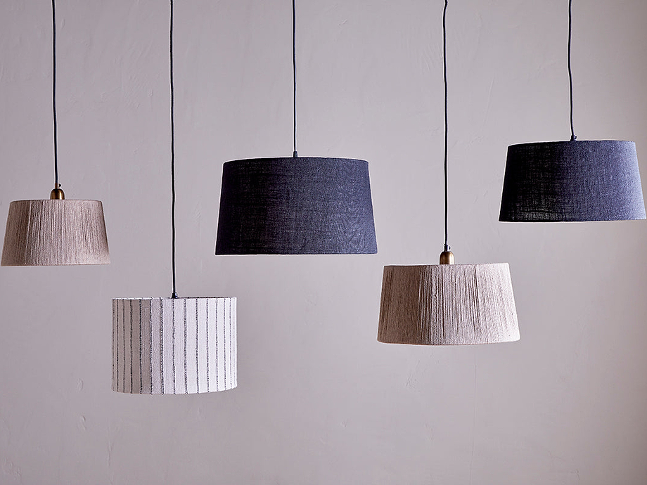 Sanja Cotton Stripe Lampshade - Off White & Grey