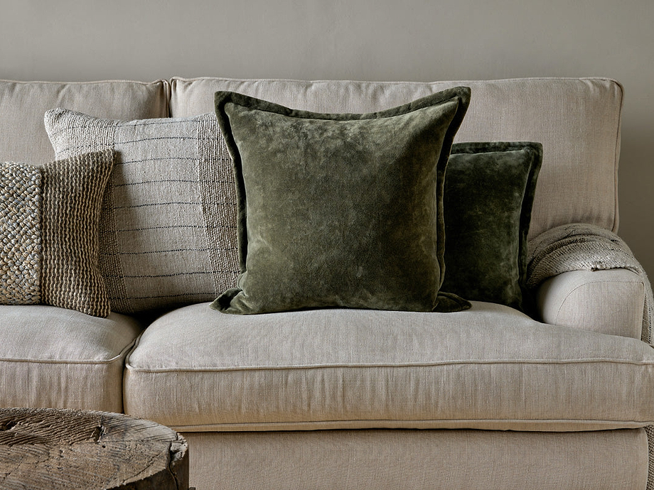 Pilani Velvet & Linen Cushion Cover - Moss