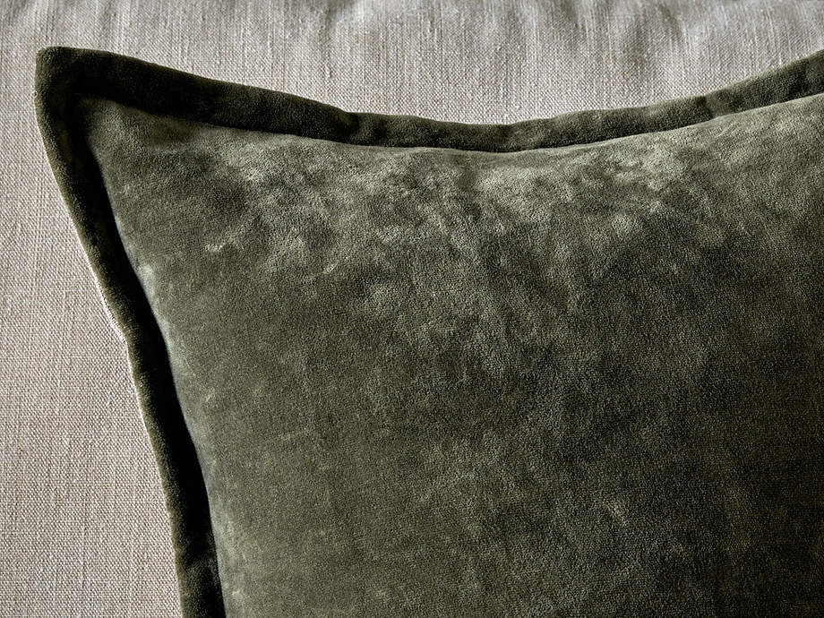 Pilani Velvet & Linen Cushion Cover - Moss