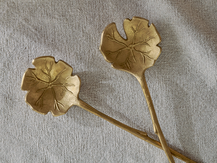 Prakriti Leaf Salad Servers - Brushed Gold (Set of 2)