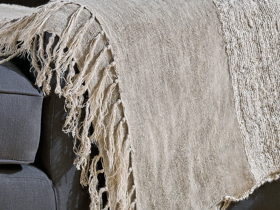 Puli Recycled Linen Throw - Natural