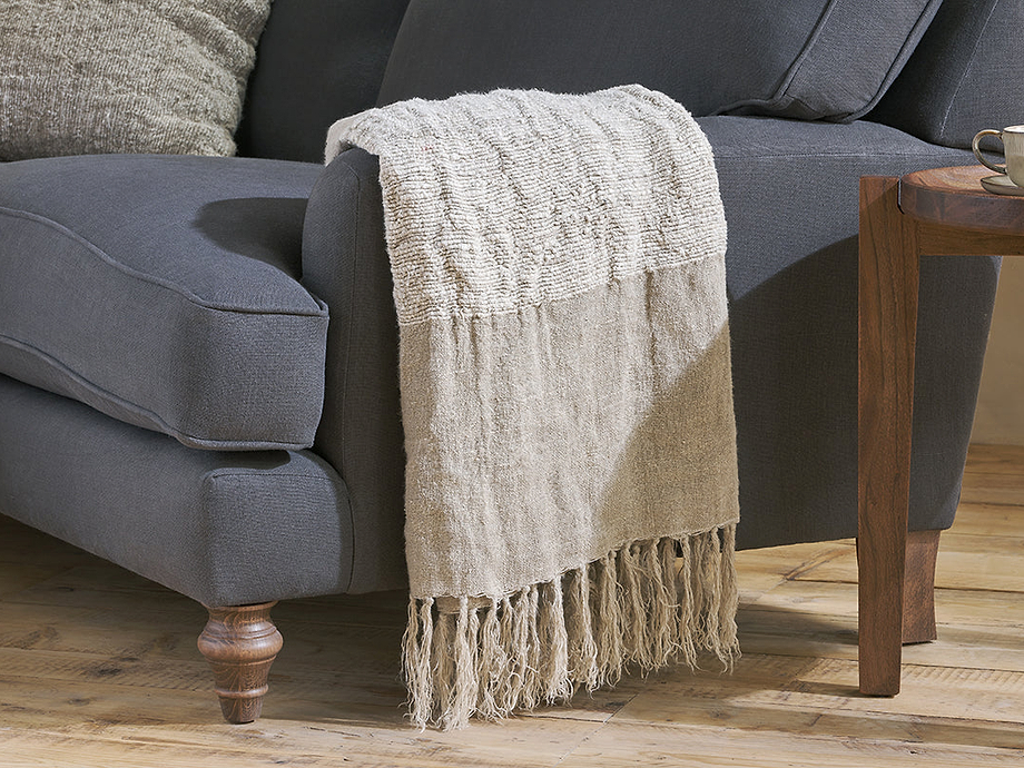 Puli Recycled Linen Throw - Natural