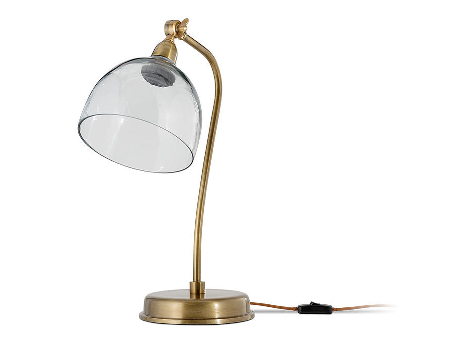 Purnia Glass & Metal Desk Lamp - Clear & Antique Brass