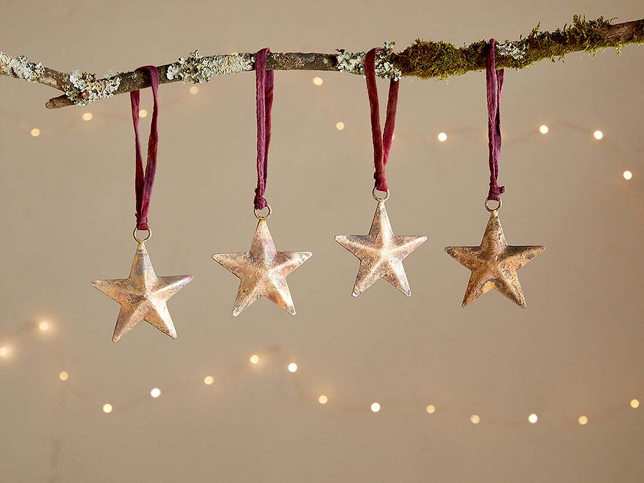 Roshani Star Baubles - Antique Brass (Set of 4)