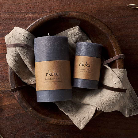 Rustic Soy Blend Pillar Candle - Charcoal - Small