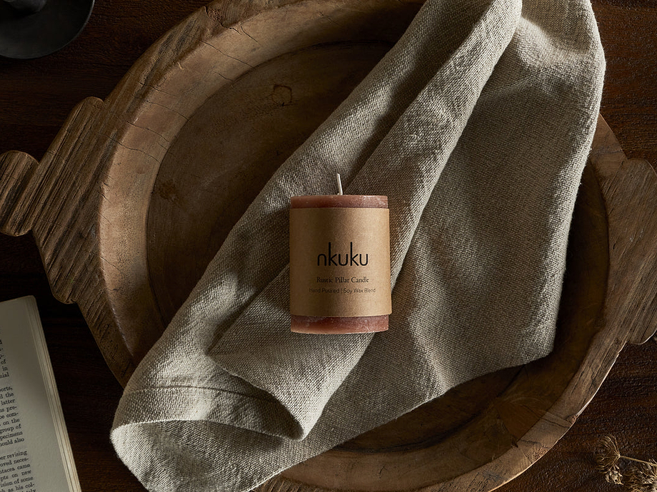 Rustic Soy Blend Mini Pillar Candle - Rust