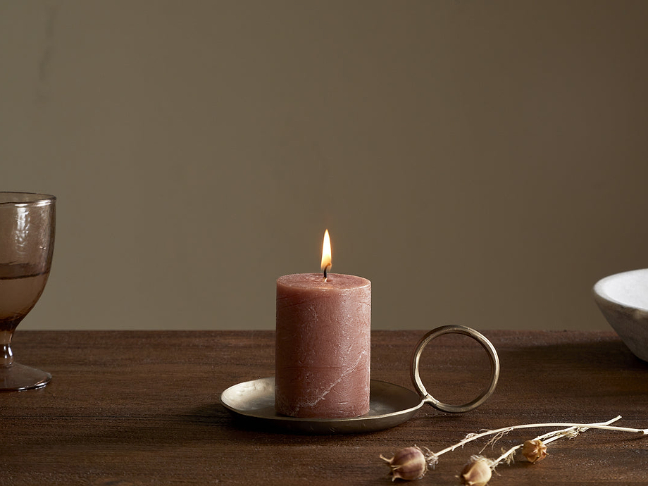 Rustic Soy Blend Mini Pillar Candle - Rust