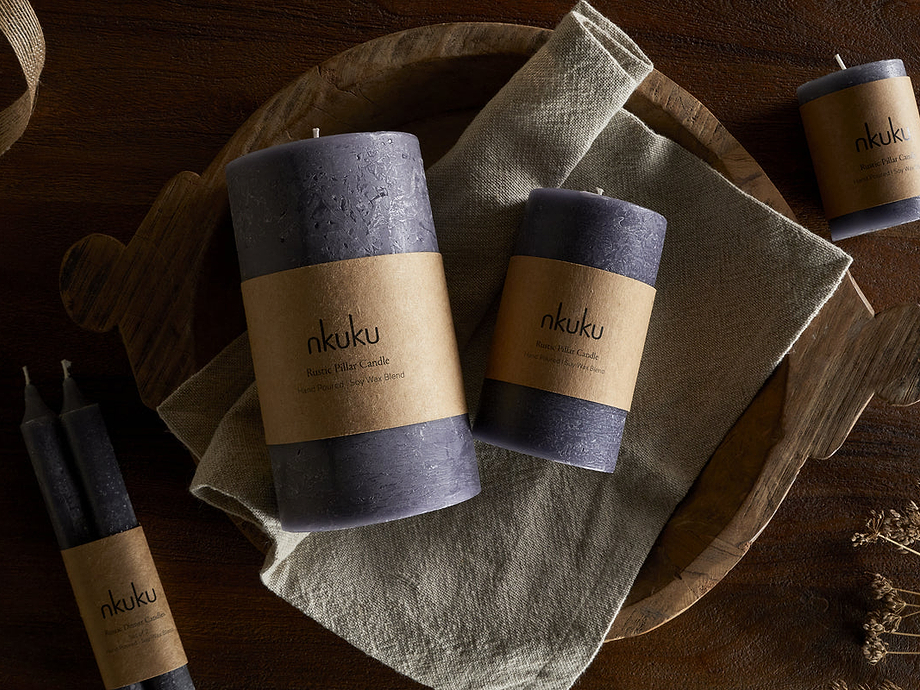 Rustic Soy Blend Mini Pillar Candle - Charcoal