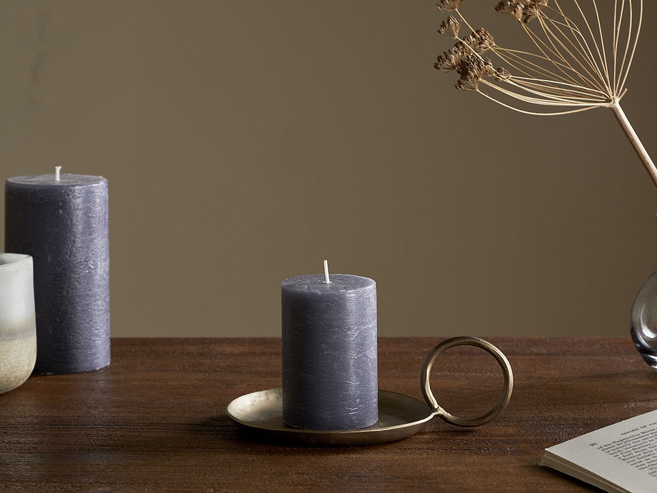 Rustic Soy Blend Mini Pillar Candle - Charcoal
