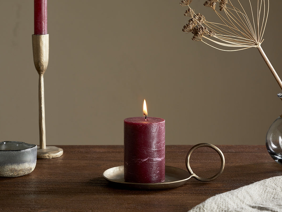 Rustic Soy Blend Mini Pillar Candle - Dark Cherry