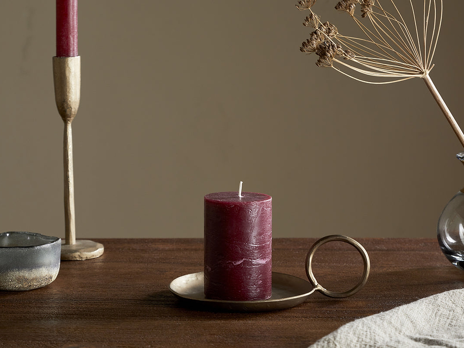 Rustic Soy Blend Mini Pillar Candle - Dark Cherry