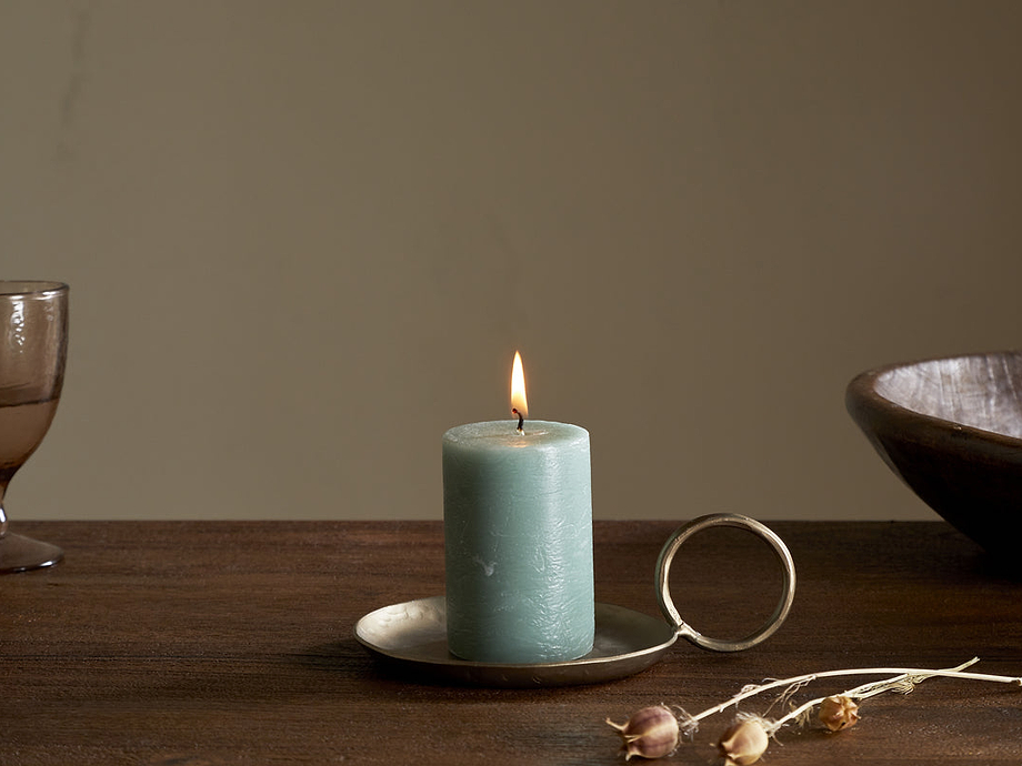 Rustic Soy Blend Mini Pillar Candle - Sage Green