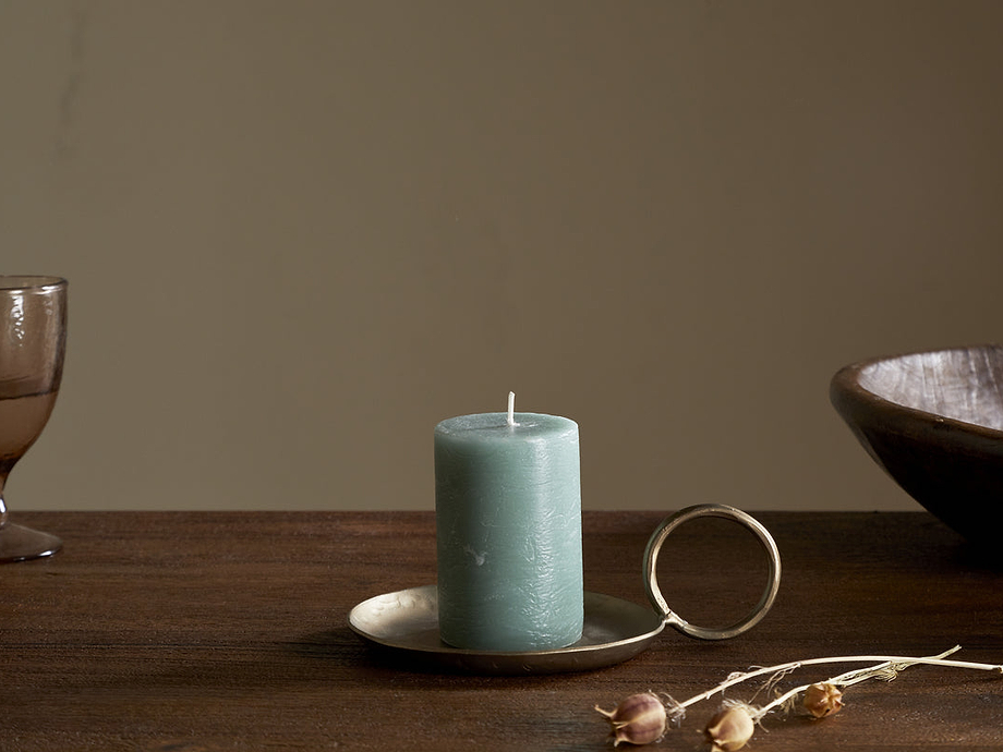 Rustic Soy Blend Mini Pillar Candle - Sage Green