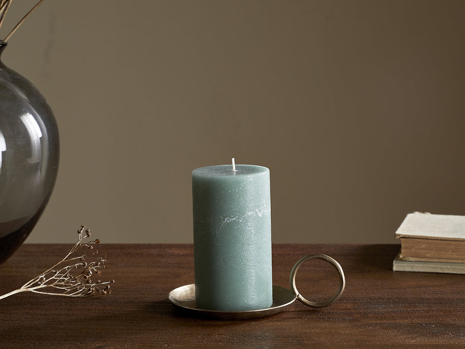 Rustic Soy Blend Pillar Candle - Sage Green - Small