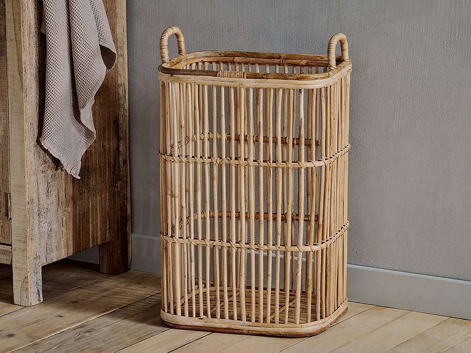 Rammi Rattan Tall Laundry Basket - Natural