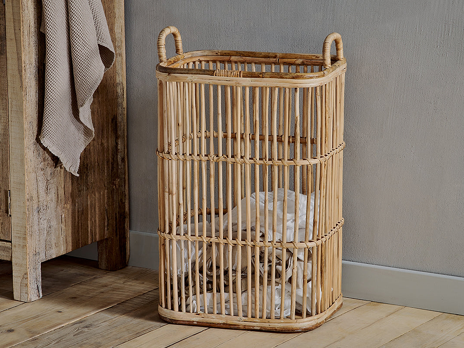 Rammi Rattan Tall Laundry Basket - Natural