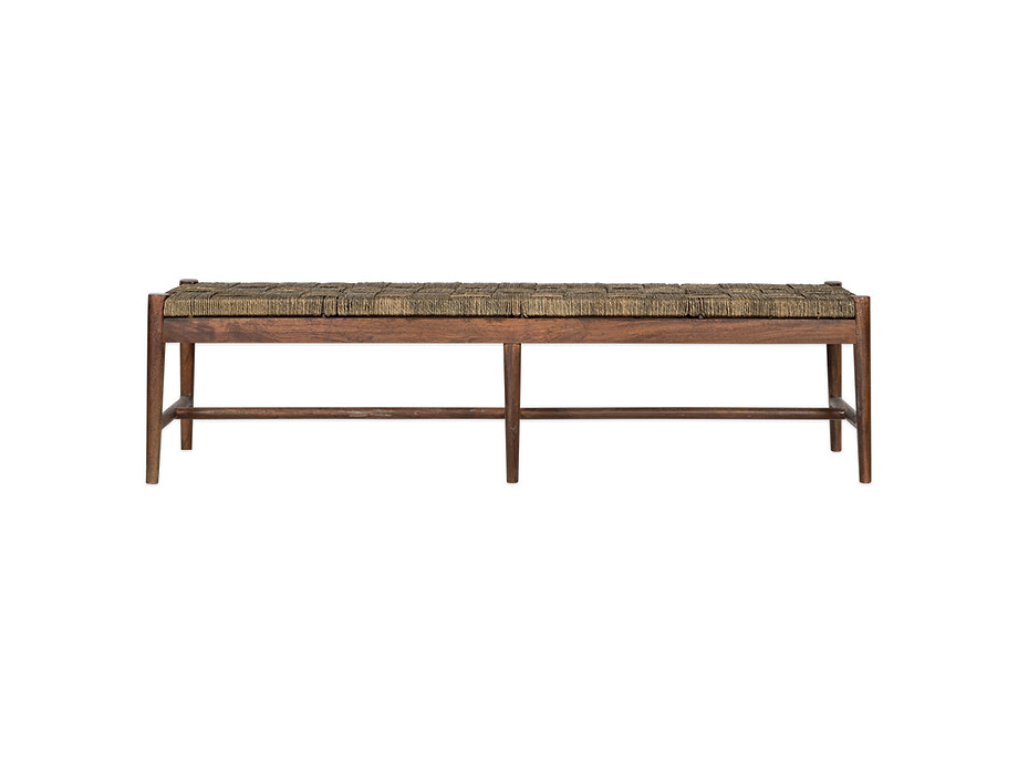 Raunak Acacia Woven Bench - Washed Walnut