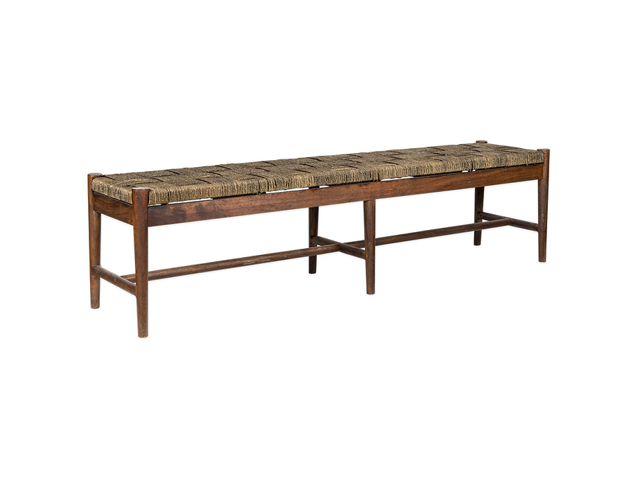 Raunak Acacia Woven Bench - Washed Walnut