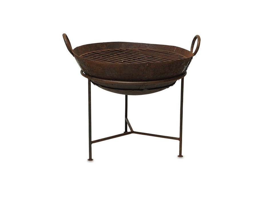 Reclaimed Iron Kadai With Grill - Medium