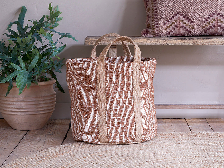 Renu Jute Basket - Rust & Natural