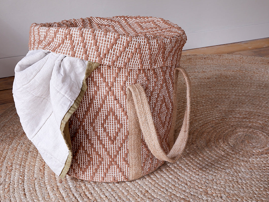 Renu Jute Laundry Basket - Rust & Natural