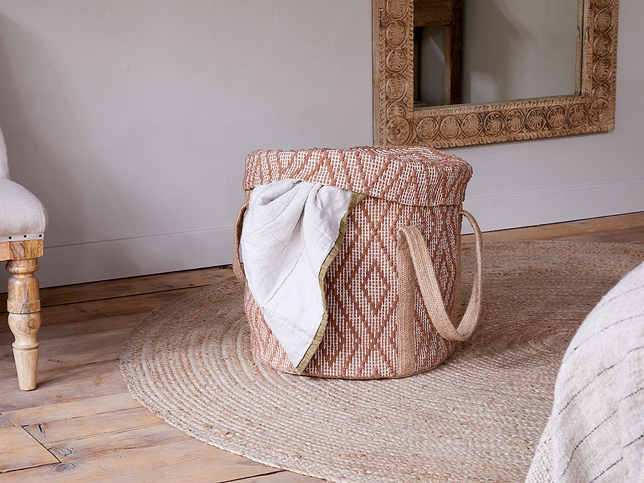 Renu Jute Laundry Basket - Rust & Natural