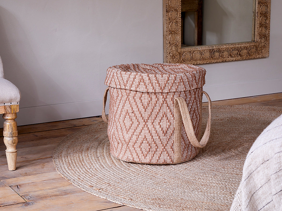 Renu Jute Laundry Basket - Rust & Natural