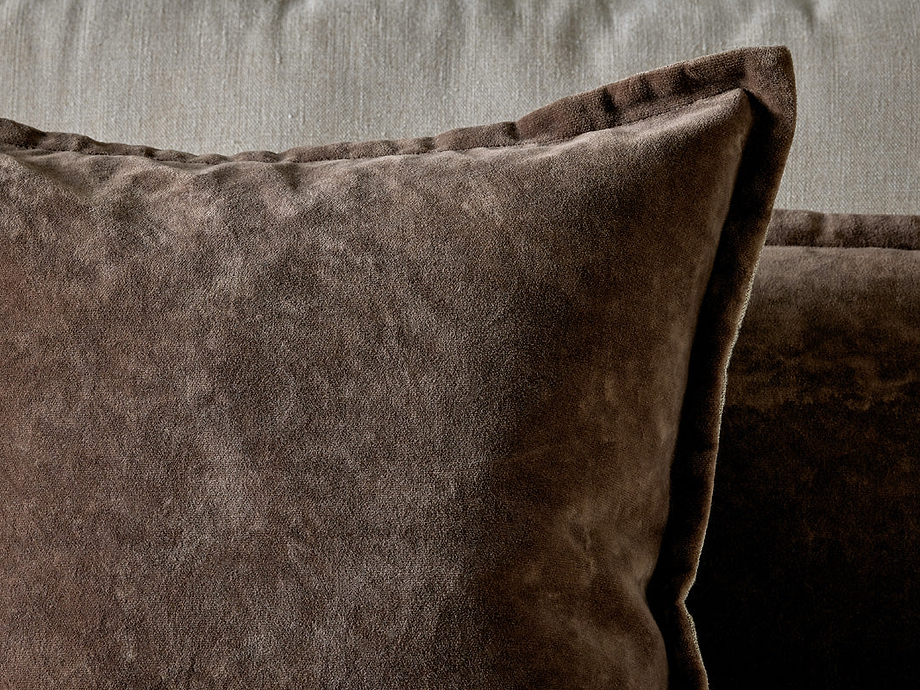 Renwal Velvet & Linen Cushion Cover - Brown