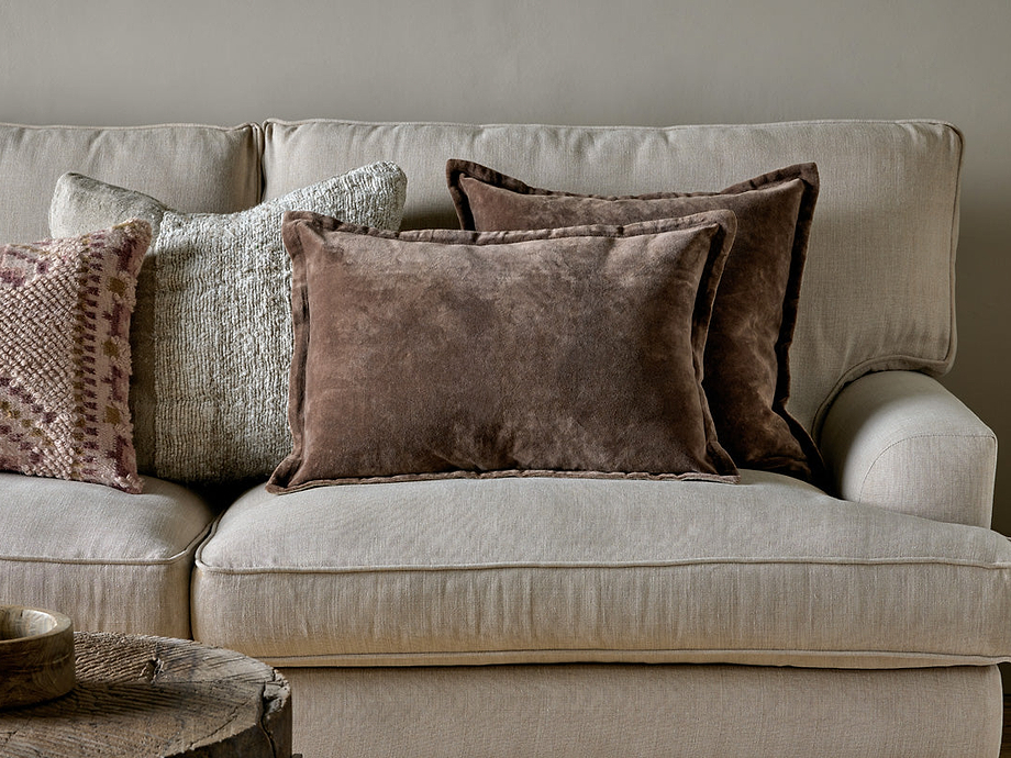 Renwal Velvet & Linen Cushion Cover - Brown