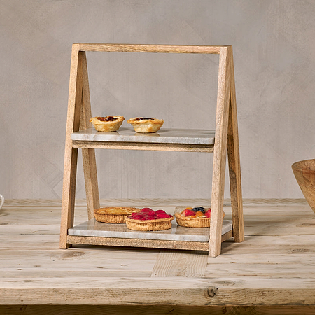 Reyna Cake Stand - Brown Marble-nkuku