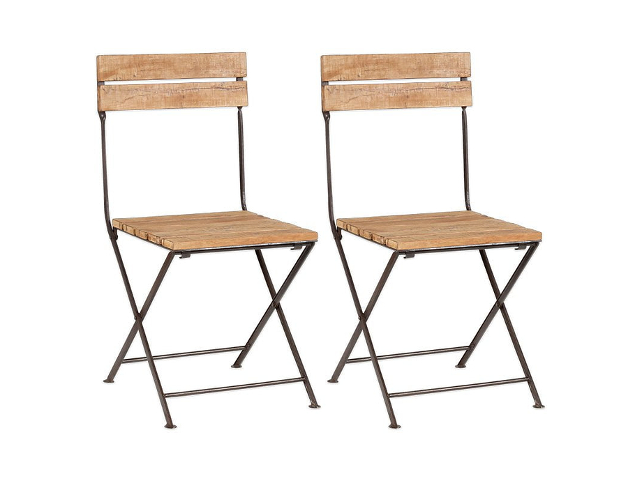 Rishikesh Reclaimed Wood & Iron Folding Chairs - (Set of 2)
