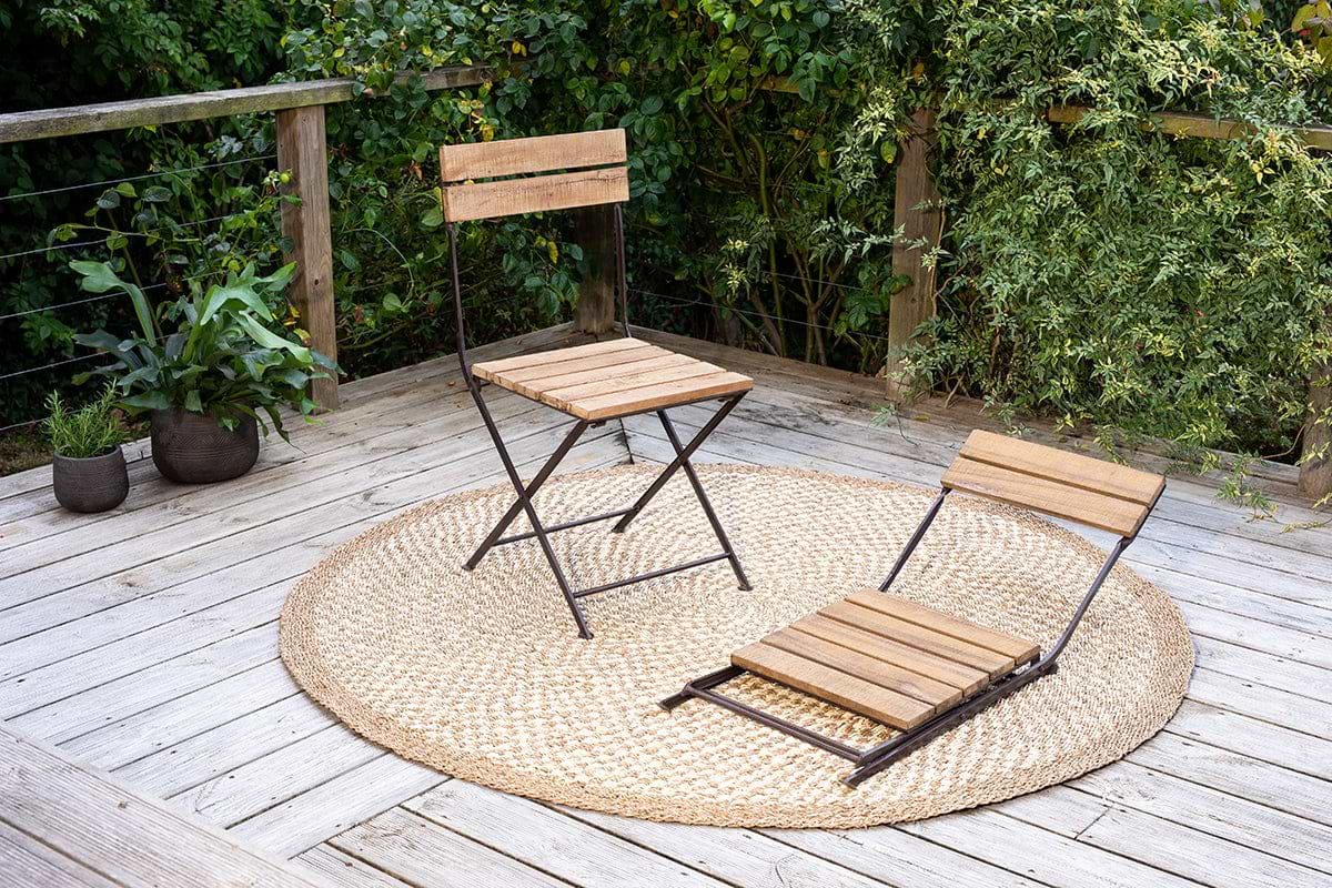 Rishikesh Reclaimed Wood Iron Folding Chairs (Set of 2)
