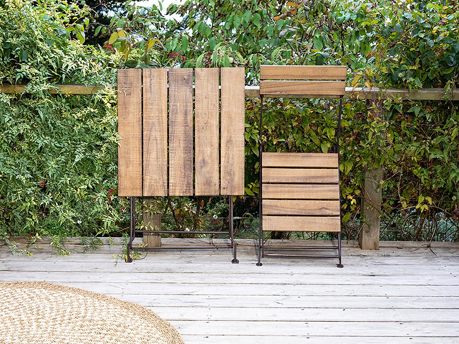 Rishikesh Reclaimed Wood & Iron Folding Chairs - (Set of 2)